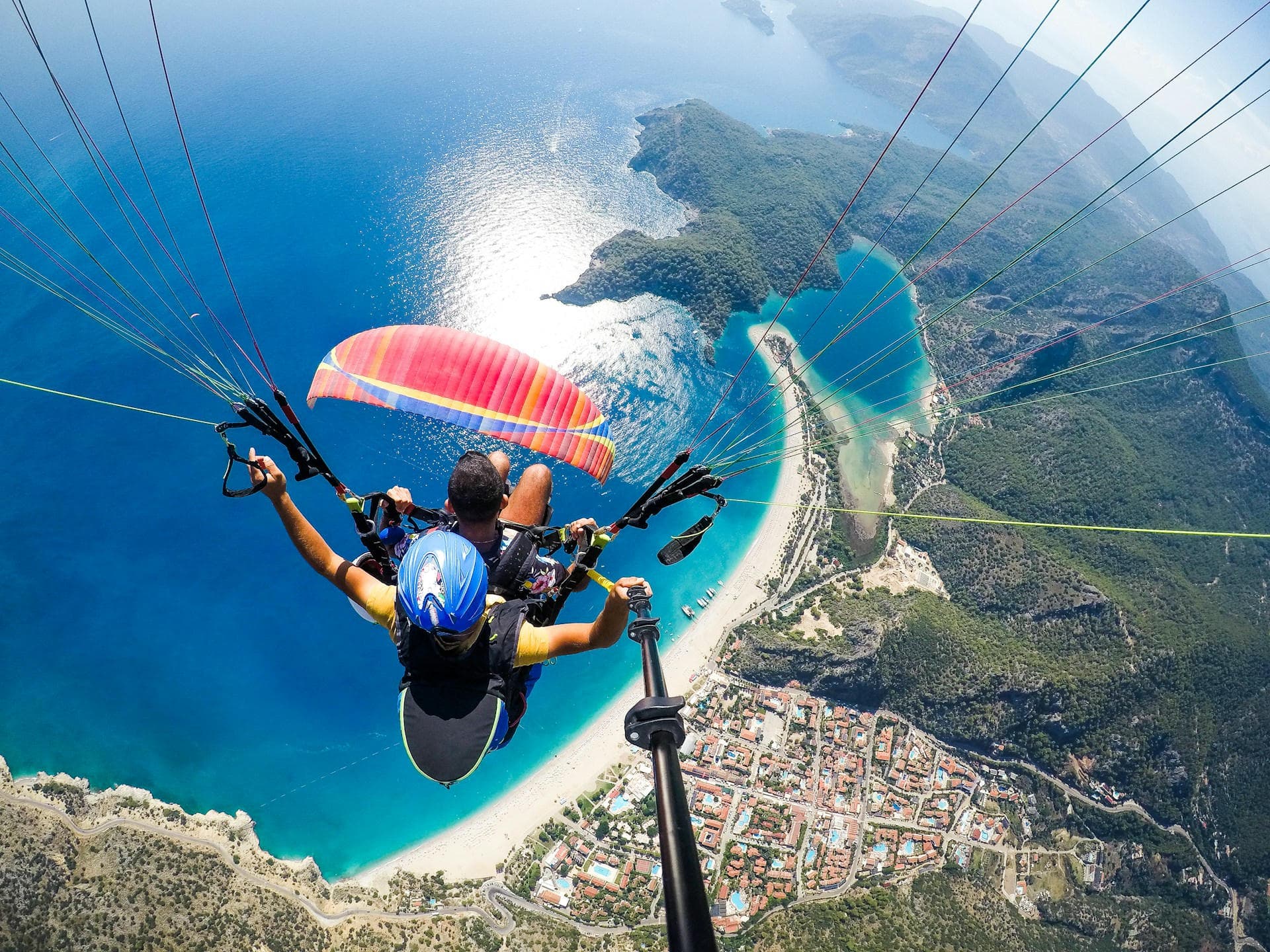 A paraglider along the Mediterranean coast