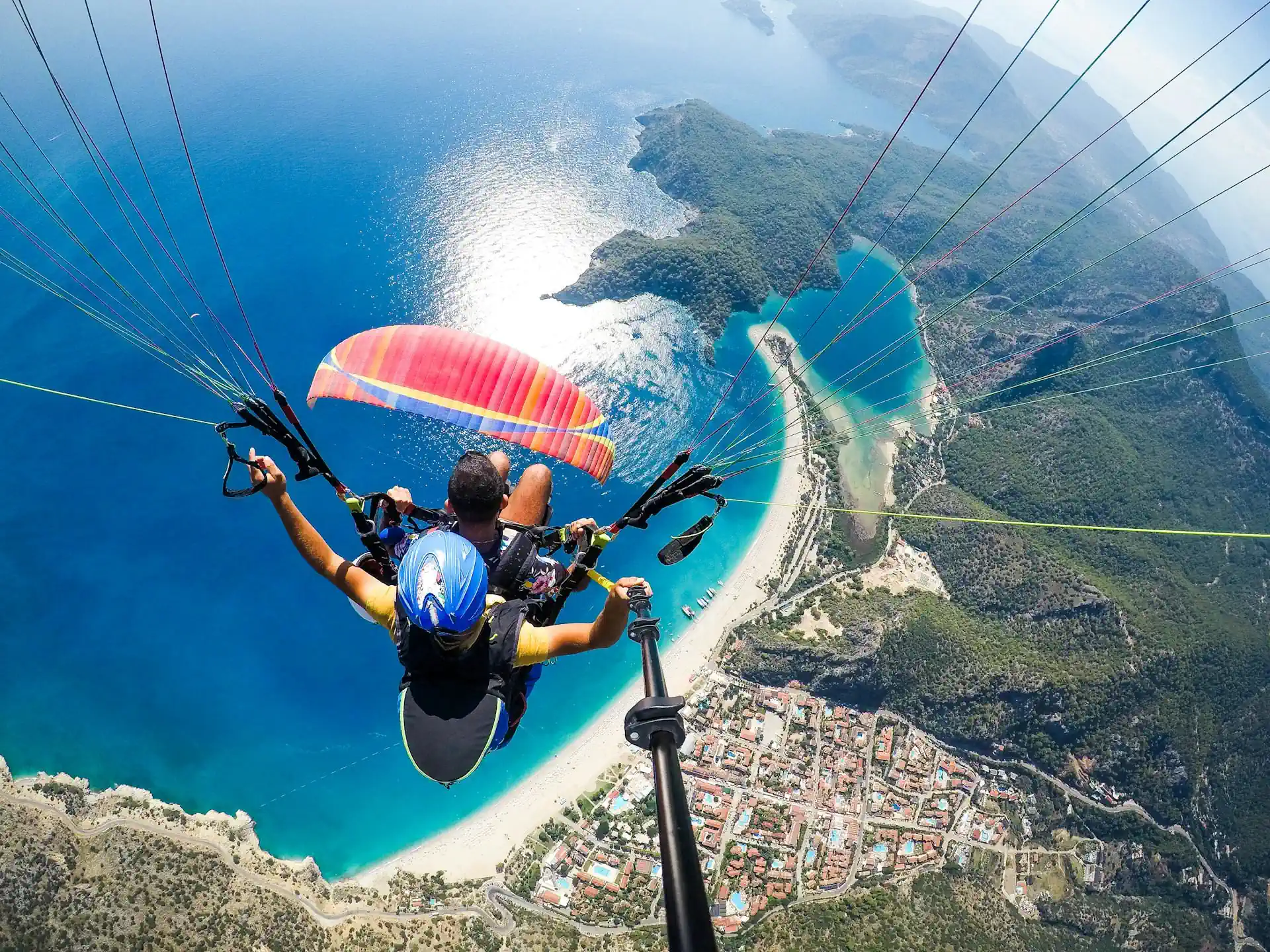 A paraglider along the Mediterranean coast